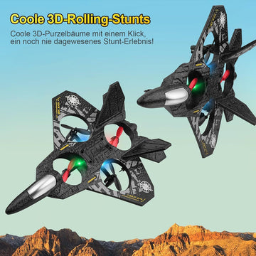 AWH Henakmsl RC Aeroplane 2.4GHz Remote Controlled Aeroplane Fighter Jet Toy L0712 Quadcopter Floating Fighter Plane RC Aeroplane RTF for Beginners, Children and Adults, APlane Toy with Coloured Lights USB Charging