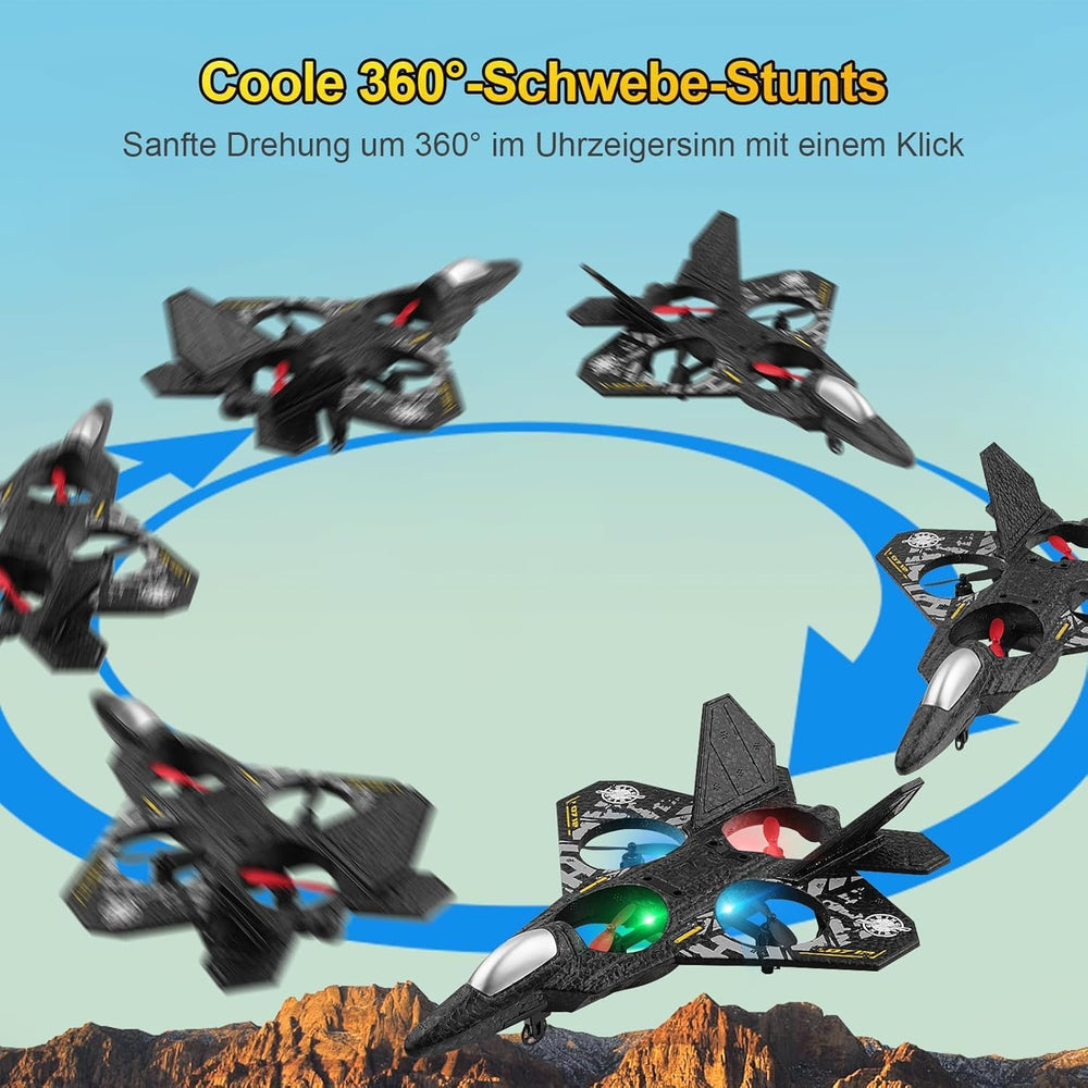 AWH Henakmsl RC Aeroplane 2.4GHz Remote Controlled Aeroplane Fighter Jet Toy L0712 Quadcopter Floating Fighter Plane RC Aeroplane RTF for Beginners, Children and Adults, APlane Toy with Coloured Lights USB Charging